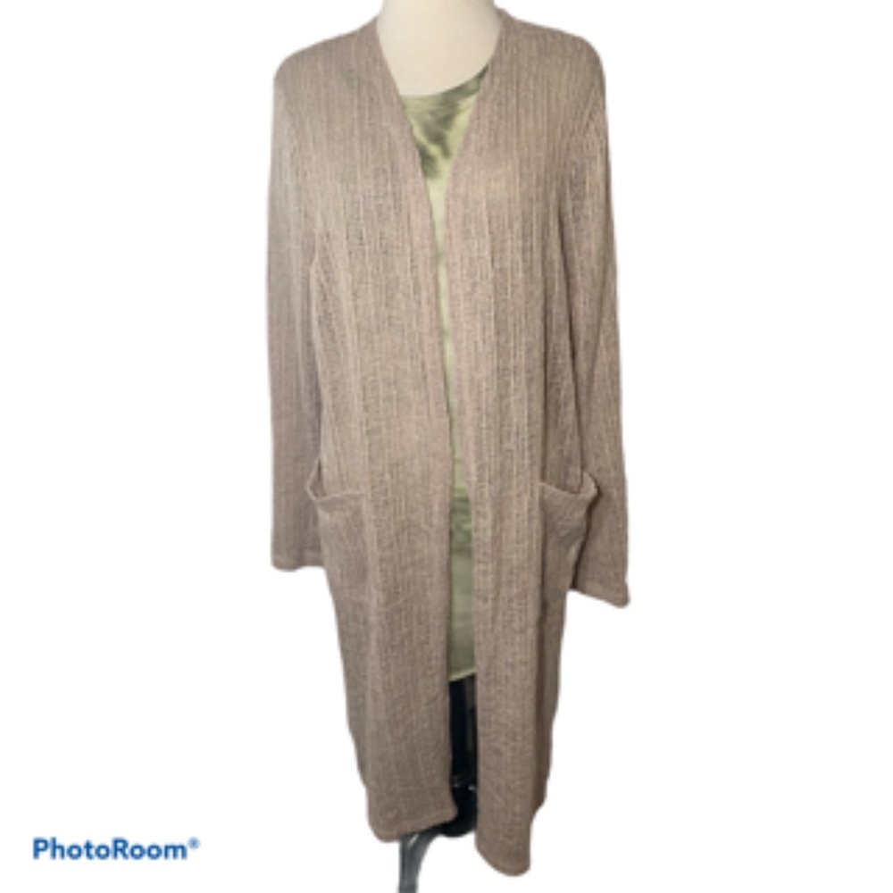 Beige Open Midi Cardigan